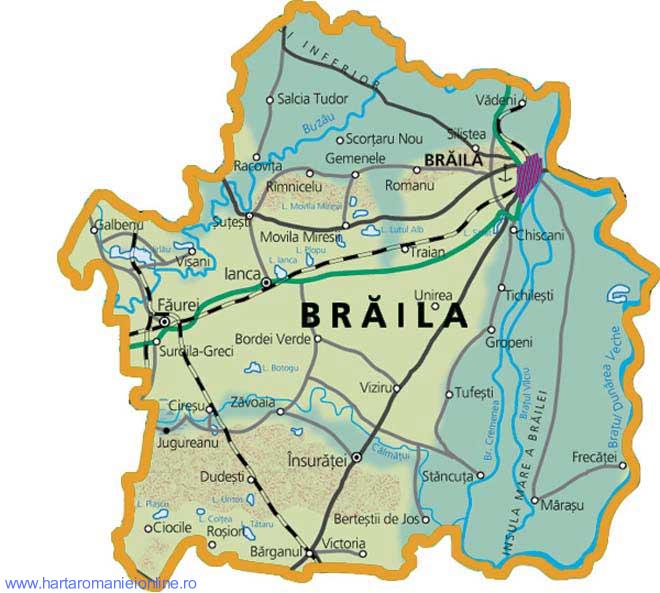 Harta judetului Braila