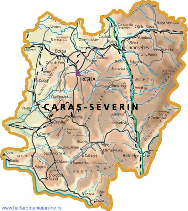 Harta judetului Caras-Severin