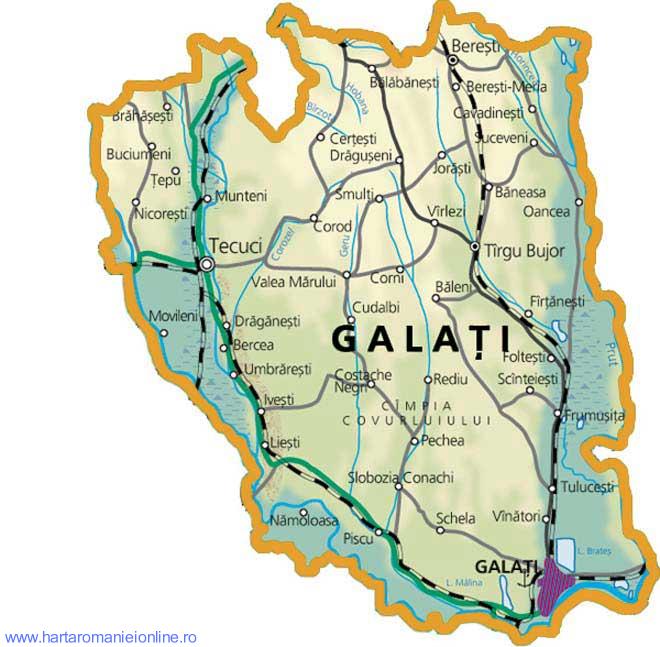 Harta judetului Galati