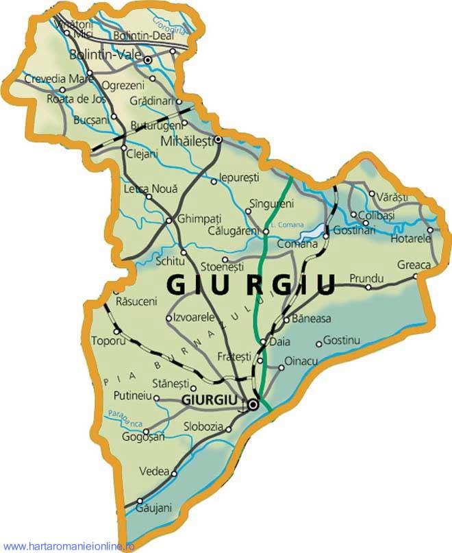 Harta judetului Giurgiu