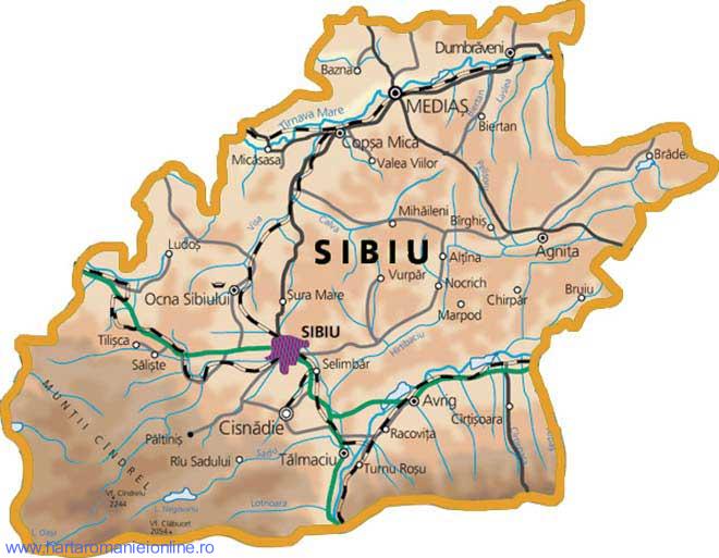 Harta judetului Sibiu