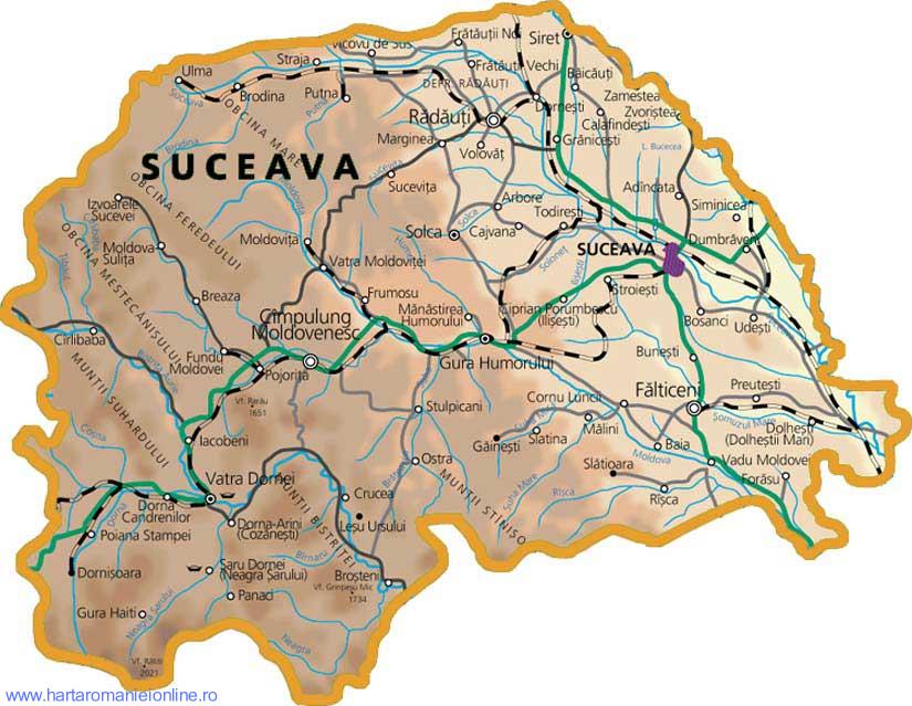 Harta judetului Suceava