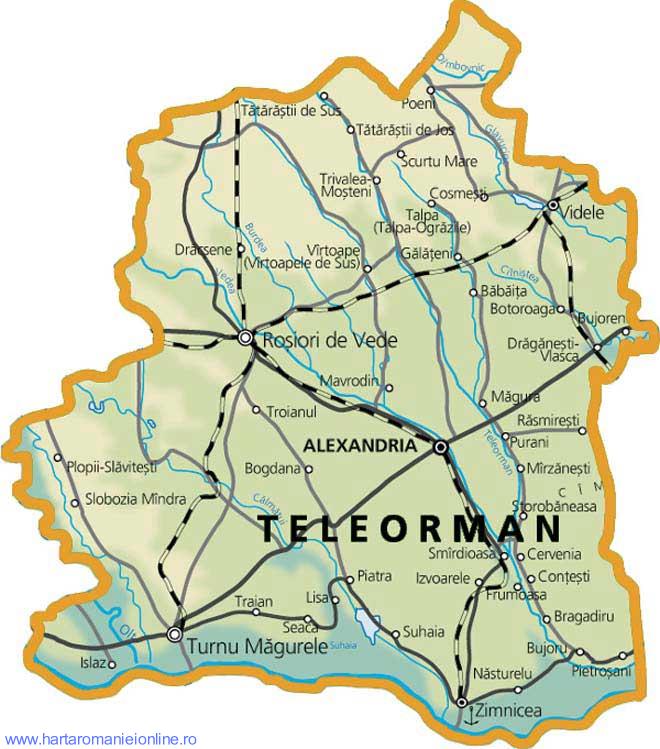 Harta judetului Teleorman